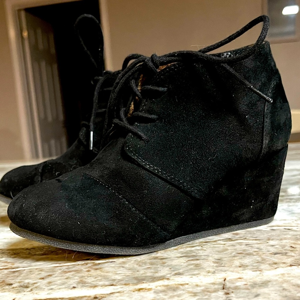 Faux Suede Kids Wedge Booties